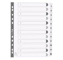 12Z - Separadores Separadores con pestañas impresas cartulina blanca 160 g/m 2 Con pestañas blancas plastifi cadas reforzadas - Blanco