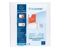 Classeur 4 anneaux cartonné Exacompta Kreacover® personnalisable A4 maxi - Dos 7,5 cm blanc