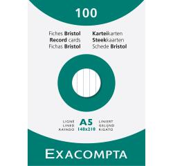 Pk 100 Exa Record Cards A5 White Lined - White
