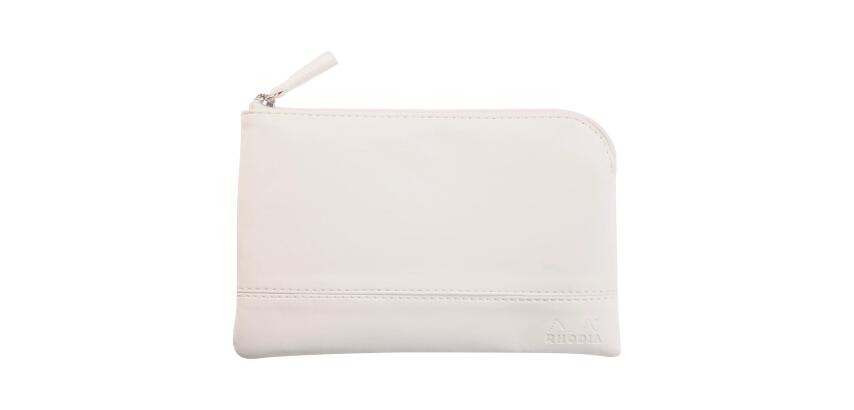 Rhodiarama etui met rits in kunstleer - maat S - 11x17 cm - Wit