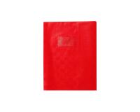 Protège-cahiers grain madras avec rabats marque-pages PVC 22/100ème 17x22 cm - Rouge
