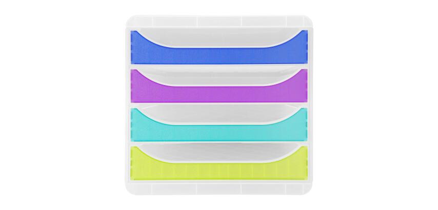 Módulo individual BIG-BOX para documentos A4 + con 4 cajones, ultra-rígido y con stop de seguridad y con stop de seguridad - CHROMALINE (translucido)