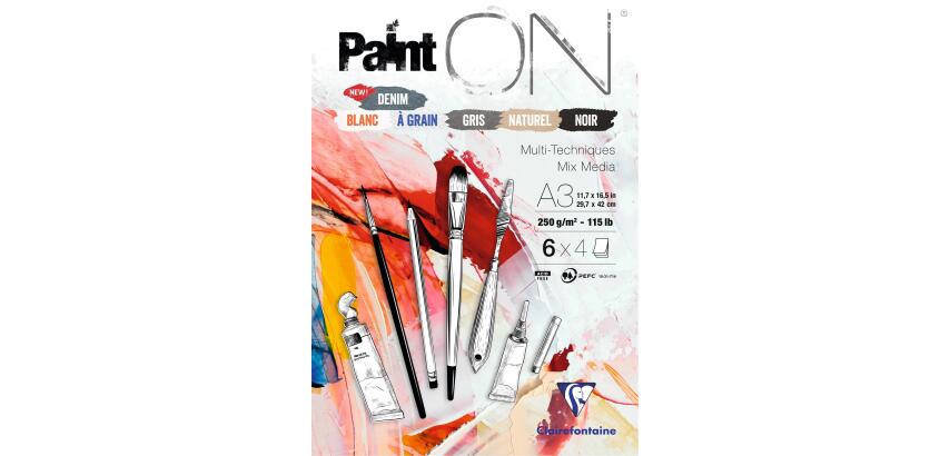 PaintON blok 24 blad 250g geassorteerde kleuren 6x4 blad n°6 A3