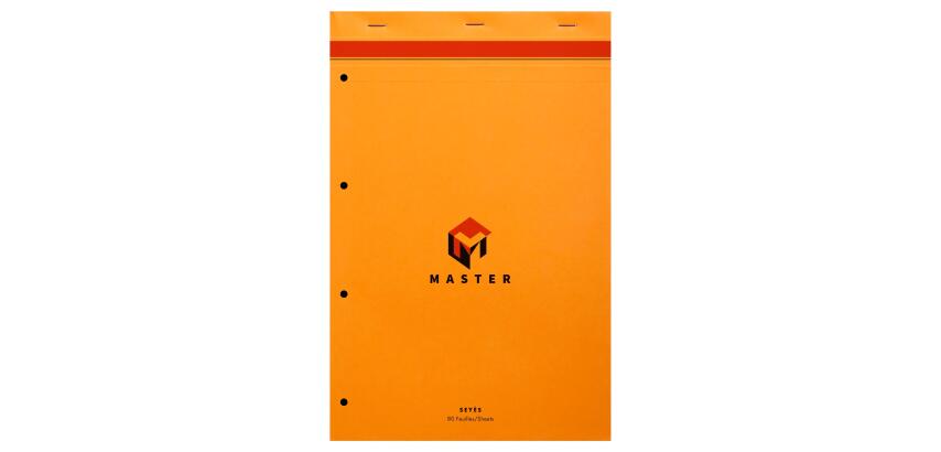 Bloc de bureau Master agrafé en-tête A4+ 80 feuilles grands carreaux 80 g - Orange