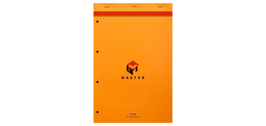 Bloc de bureau Master agrafé en-tête A4+ 80 feuilles grands carreaux 80 g - Orange