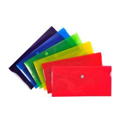 Exacompta Iderama PP Press-Stud Pocket Envelope, DL Size - Assorted colours