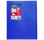 Cahier piqué Koverbook 24x32cm 48 pages grands carreaux couverture polypropylène transparent - Bleu marine