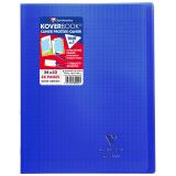 Cahier piqué Koverbook 24x32cm 48 pages grands carreaux couverture polypropylène transparent - Bleu marine