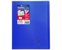 Cahier piqué Koverbook 24x32cm 48 pages grands carreaux couverture polypropylène transparent - Bleu marine