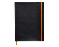 Rhodiarama carnet souple 19x25 cm 160 pages ligné papier ivoire 90g fermeture élastique - Noir