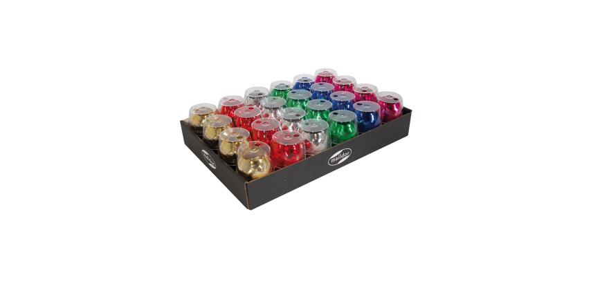 Schaal 24 bolletjes metallic sierlint 10mmx7mm