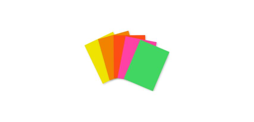 PAPIER AFFICHE FLUO, Paquet de 100 feuilles 90g/m2 au format 29,7x42cm - Assortiment