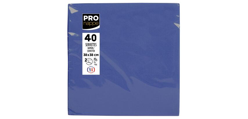 Pack of 40 micro-embossed 2-ply wadding napkins - 38x38 cm