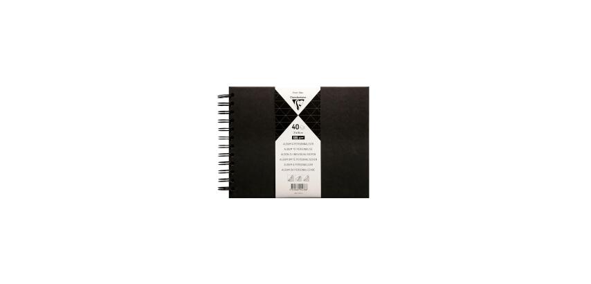 Album DIY zum Personalisieren, 40 Blatt schwarz 185g im Format 21x16 cm, fester Umschlag schwarz - Schwarz