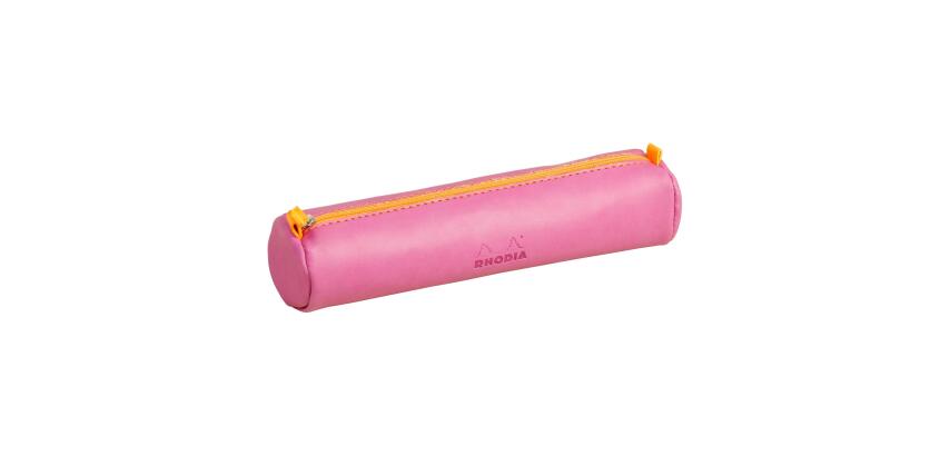 Rhodiarama trousse ronde simili cuir italien 5x21,5 cm - Lilas