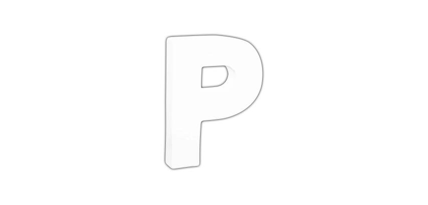 Petite lettre P 12cm - Blanc