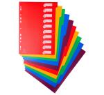 Register DIN A4 aus festem PP 350µ, blanko, 12-teilig - Farben sortiert