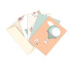 SET DE CORRESPONDANCE THÉMATIQUE, 8 enveloppes Pollen C6 (114x162mm) 120g + 8 cartes pliées 110x155m 185g, Naissance
