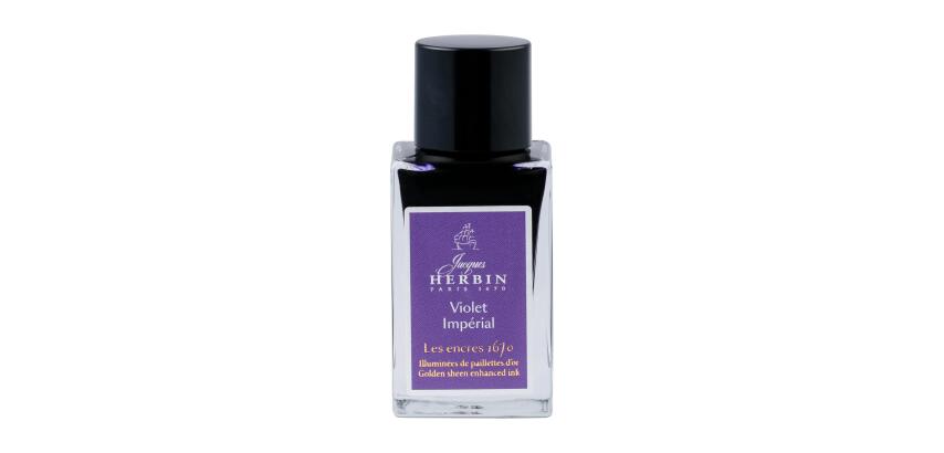 Encre 1670 à paillettes dorées 15ml - Violet Impérial