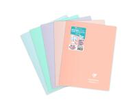 Cahier piqué Koverbook Blush 24x32cm 96 pages petits carreaux + marge couverture polypropylène opaque bicolore assortis - Assortis