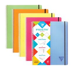 Proactiv'Book Linicolor FRESH cahier reliure intégrale A4+ 160 pages détachables perforé 4 trous petits carreaux + cadre en-tête + 1 pochette trieur couverture plastique polypropyène rainuré Couleur aléatoire - Assortis