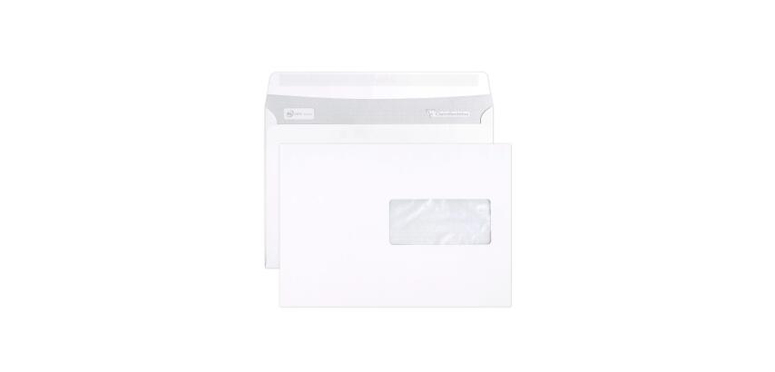 Boite de 500 Enveloppes Blanches C5-162x229mm - Auto-Adhésives - 90g/m2 - Fenêtre Papier Cristal 45x100 (position 62/20) - Blanc