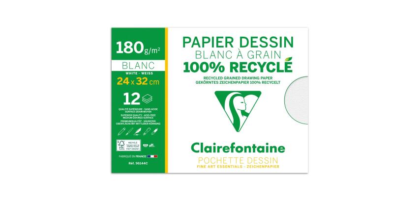 Dessin à Grain 100% Recyclé pochette 12F 24x32 180g