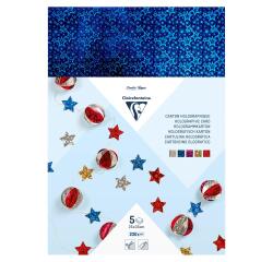 CARTON HOLOGRAPHIQUE, Sachet de 5 feuilles 230g/m2 au format 25x35cm - Assortiment