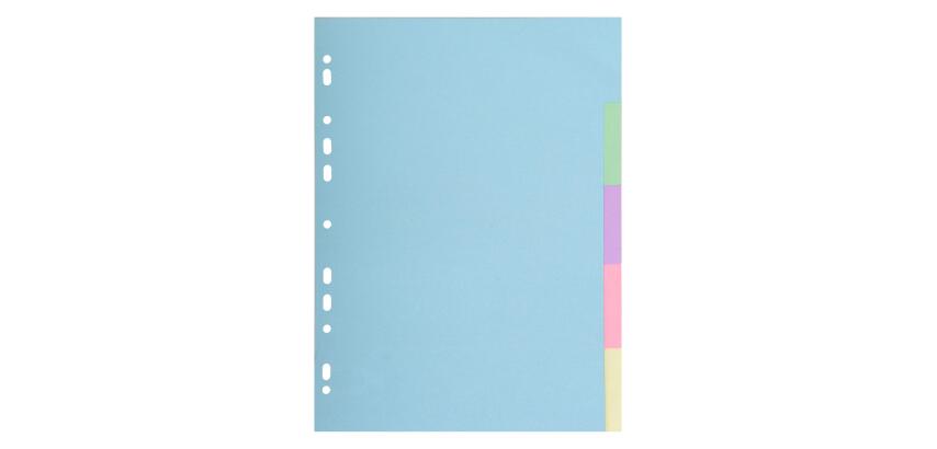Intercalaires carte pastel 170g Forever 5 positions - A4 - Couleurs assorties