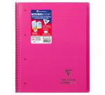 Koverbook spiraalgebonden schrift A4+ 80 afscheurbare bladen met 4-gaats perforatie gelijnd + kantlijn transparante wraparound polypropyleen omslag - Roze