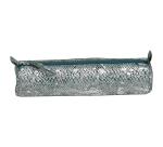 Céleste CUIR Trousse ronde Ø5,5x22 cm Lazer Vert Argent