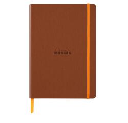 Rhodiarama softcover notitieboek A5, 80 blad gestippeld ivoorkleurig papier van 90g, sluiting met elastiek - Koper
