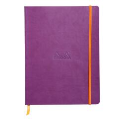 Rhodiarama softcover notitieboek 19x25 cm, 80 blad gelijnd ivoorkleurig papier van 90g, sluiting met elastiek - Paars|