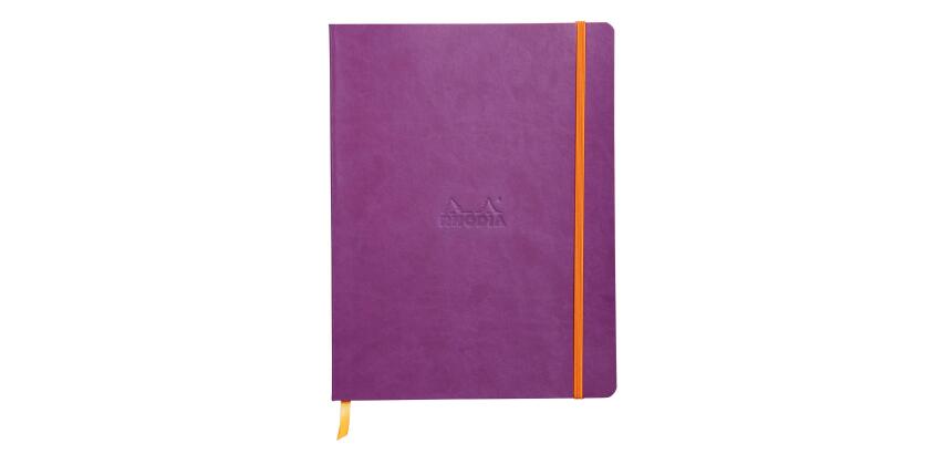 Rhodiarama carnet souple 19x25 cm 160 pages ligné papier ivoire 90g fermeture élastique - Violet