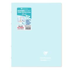Cahier piqué Koverbook Blush 24x32cm 96 pages grands carreaux couverture polypropylène opaque bicolore - Bleu givré/Corail