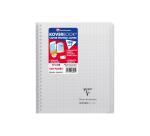 Cahier reliure intégrale enveloppante Koverbook 17x22cm 160 pages grands carreaux couverture polypropylène transparent - Assortis