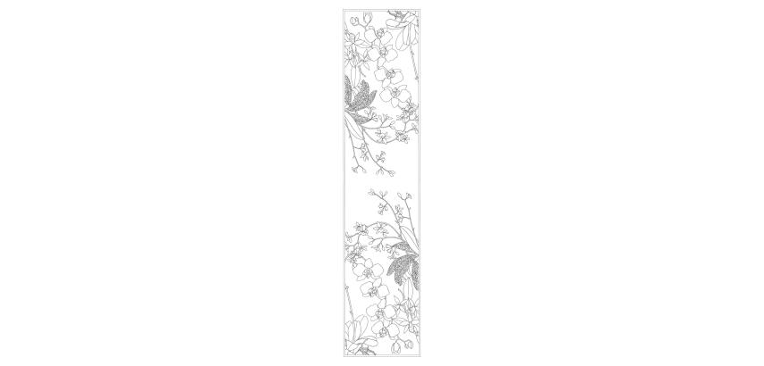 100% Seidenschal mit vorgedruckten Guttalinien, 180x43cm, Orchidee - Weiß