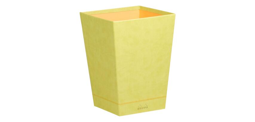Rhodiarama corbeille à papier simili cuir italien 27x27x32 cm - Anis