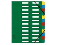 Trieur HARMONIKA® à fenêtres avec élastiques véritable carte lustrée 24 compartiments - Vert