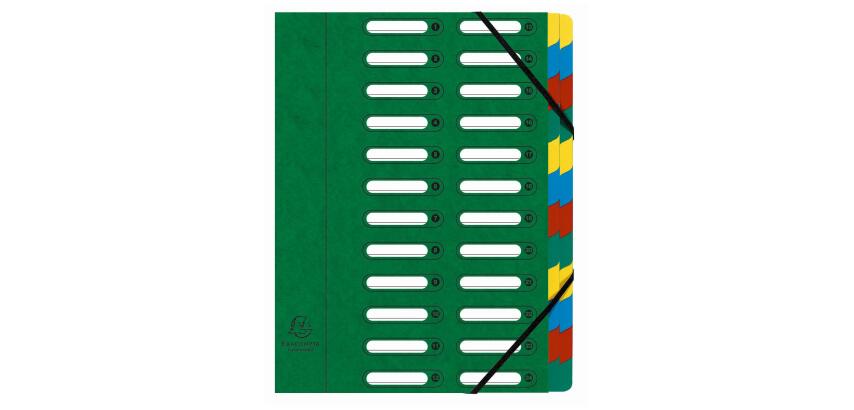 Trieur HARMONIKA® à fenêtres avec élastiques véritable carte lustrée 24 compartiments