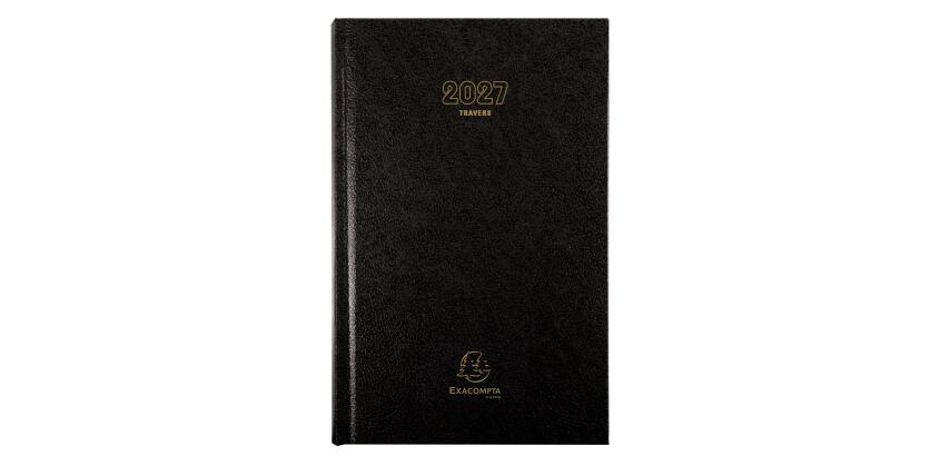 Agenda de bureau Carré Travers 13,5 x 21 cm Journalier Janvier à Décembre 2027 - Noir