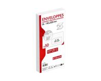 Paquet de 50 Enveloppes Blanches DL-110x220mm - Auto-Adhésives - 80g/m2 - Fenêtre Papier Cristal 45x100 (position 20/20) - Blanc