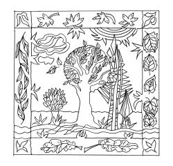 Coussin 100% soie - 40x40cm Arbres - Blanc