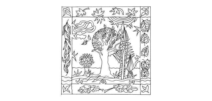 100% Silk Cushion - 40x40cm Trees - White