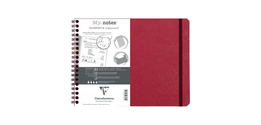 My.Notes Age Bag cahier reliure intégrale à marges détachables B5 paysage 120 pages détachables DOT + cadre en-tête - Rouge