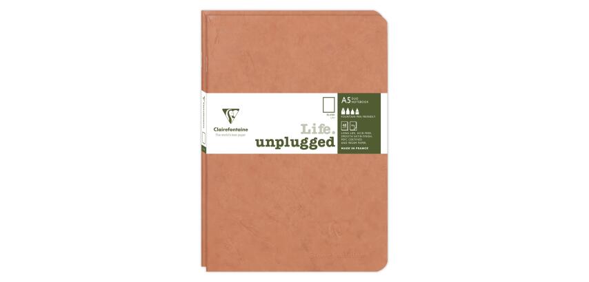 Set de 2 carnets piqués Age Bag A5 96 pages uni - Tabac