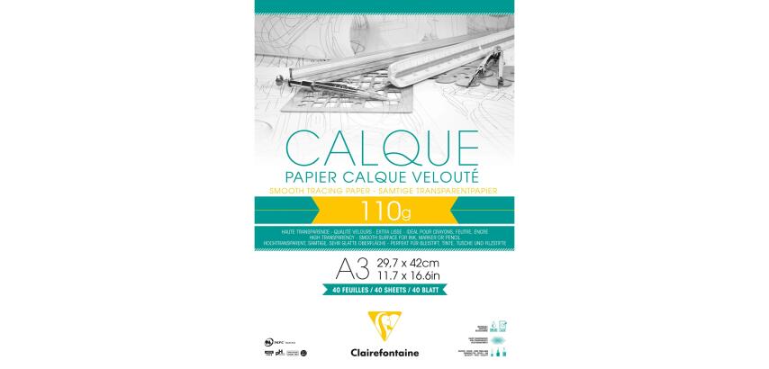 Papier Calque bloc collé 40F A3 110g