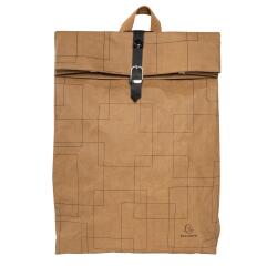 Sac à dos washable paper Eterneco - Brun motifs géométriques