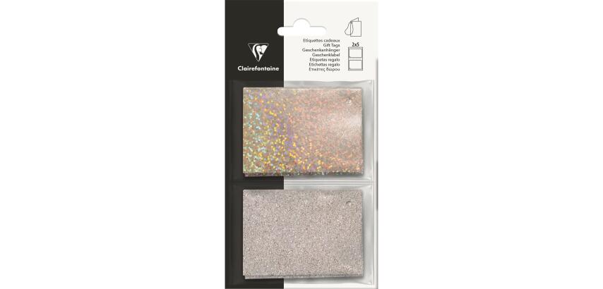 Cadeaulabels holo/glitter, zilver - Zilver