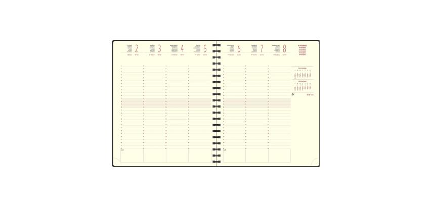 Recharge Agenda de bureau Eurotime 22S spiralé 18,5 x 22,5 cm Semainier Janvier à Décembre 2027